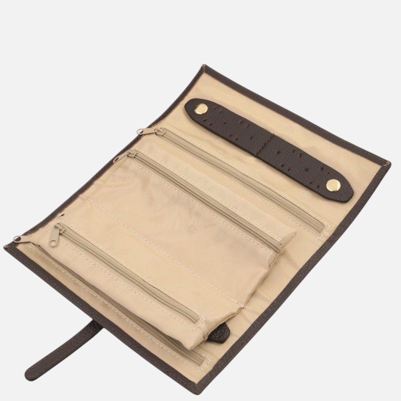 Soft leather jewellery case - Σοκολατί - Image 4