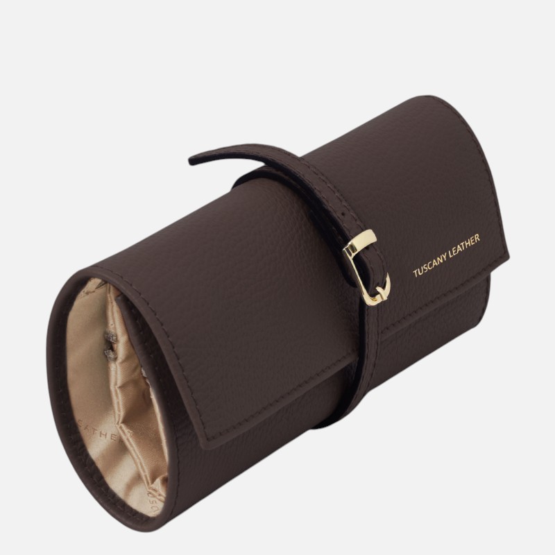 Soft leather jewellery case - Σοκολατί - Image 2
